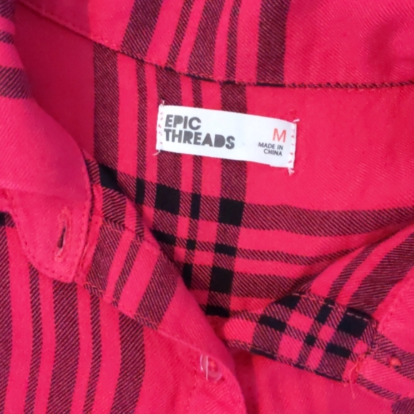 Bright Fuschia Plaid Shirt sz jr. medium. - Picture 4 of 4